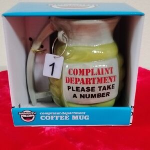 D- NWT BigMouth Inc. Complaint Department Coffee Mug
